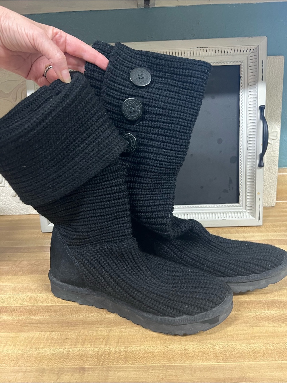 UGG Y2K Classic  Cardy Knit Boots - Black